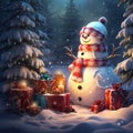 Christmas trees, gifts, snowmen, Santa Claus, decorations, Christmas atmosphere Snow Royalty Free Stock Photo